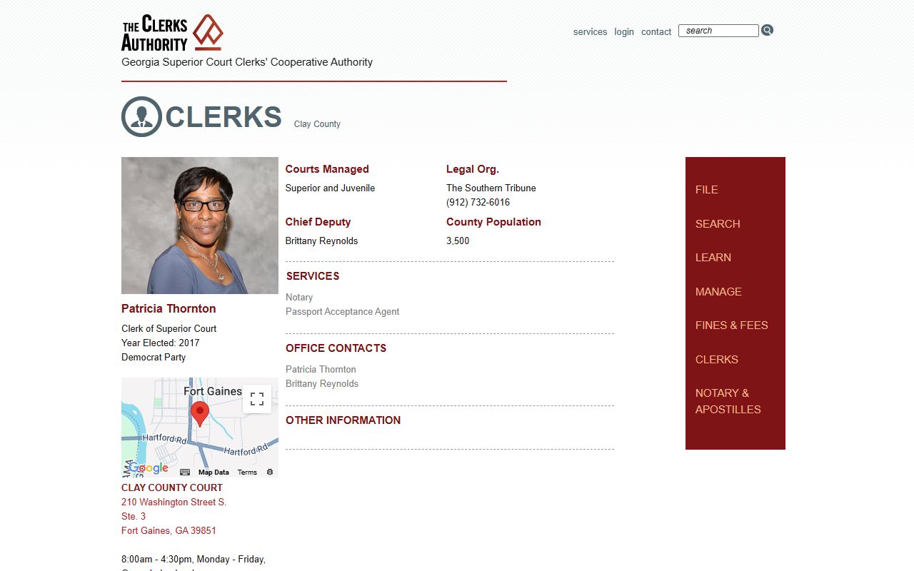 Clay County Clerk of Superior Court GSCCCA profile