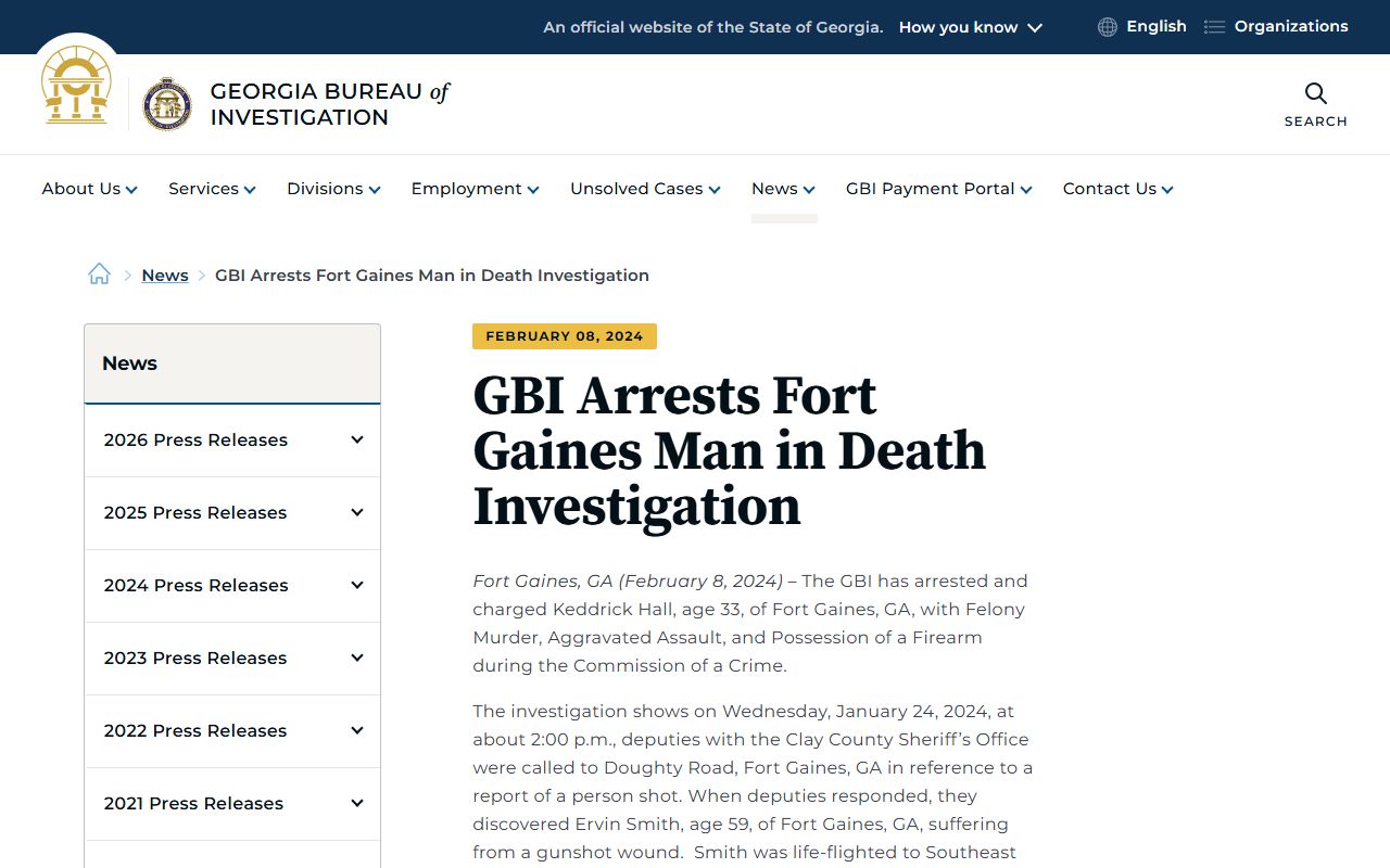 Clay County arrest records GBI Fort Gaines press release