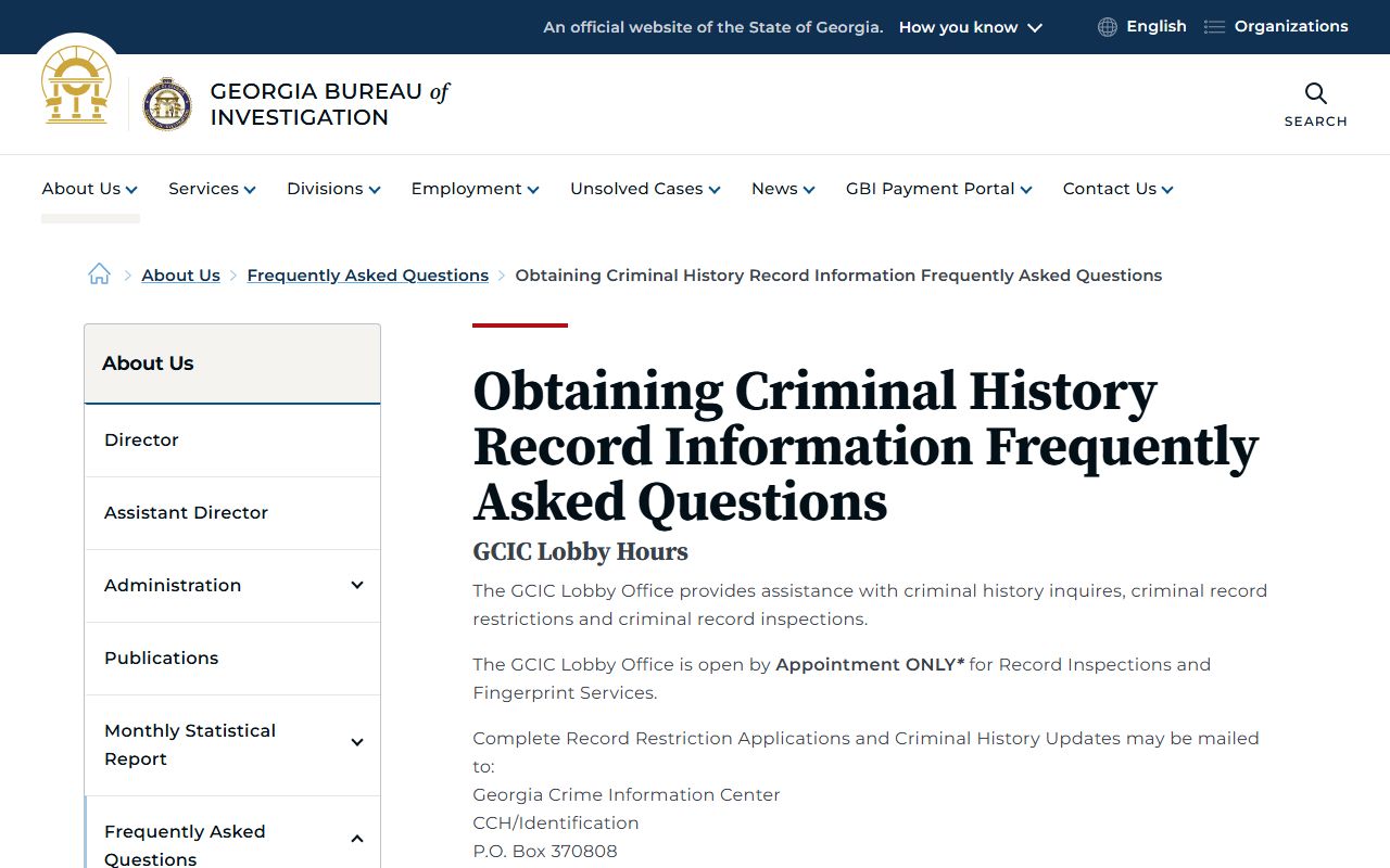 Clay County arrest records GBI criminal history FAQ