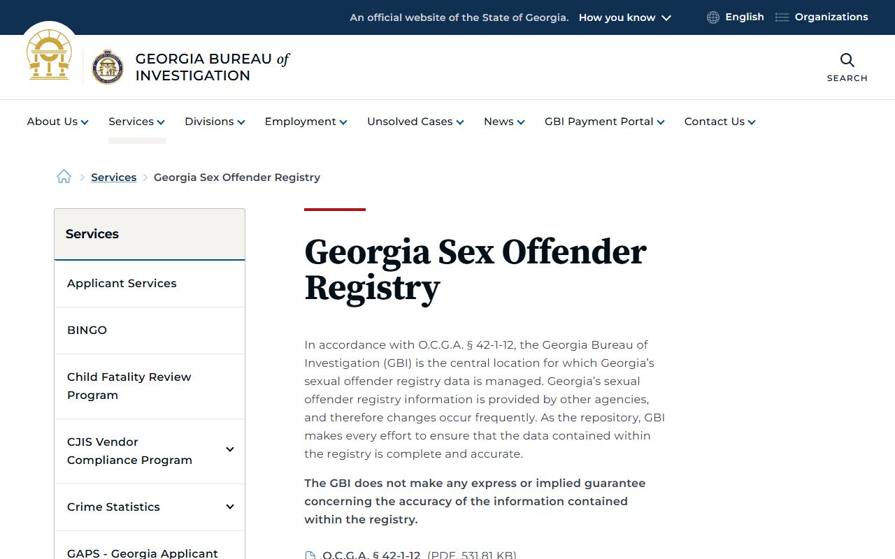 Clay County arrest records O.C.G.A. 42-1-12 registry information