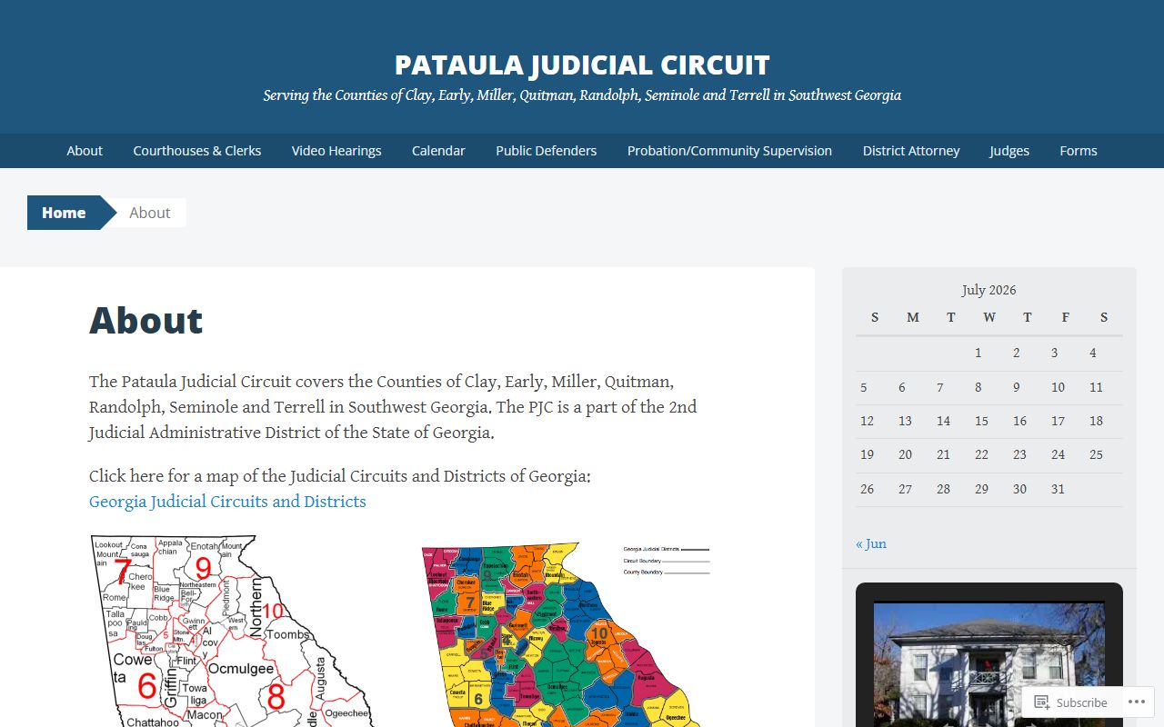 Clay County court dockets Pataula Judicial Circuit counties