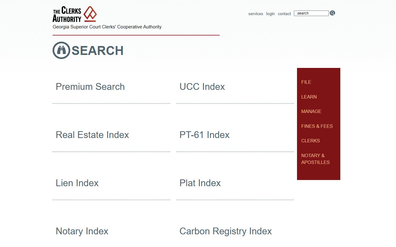 Clay County court records GSCCCA statewide search categories