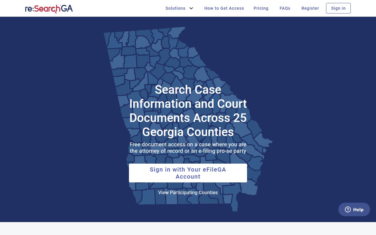 Clay County court records reSearchGA account access screen