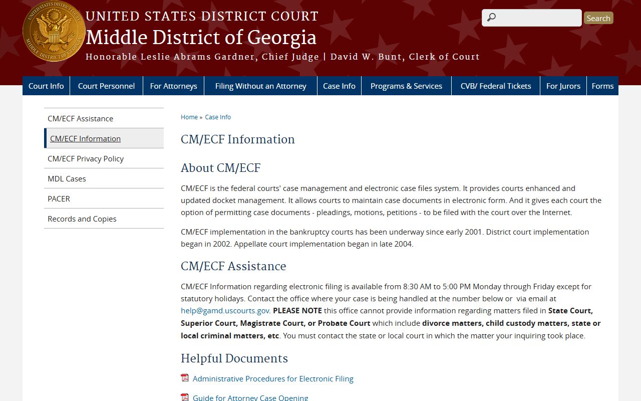 Clay County Superior Court records federal CM ECF access