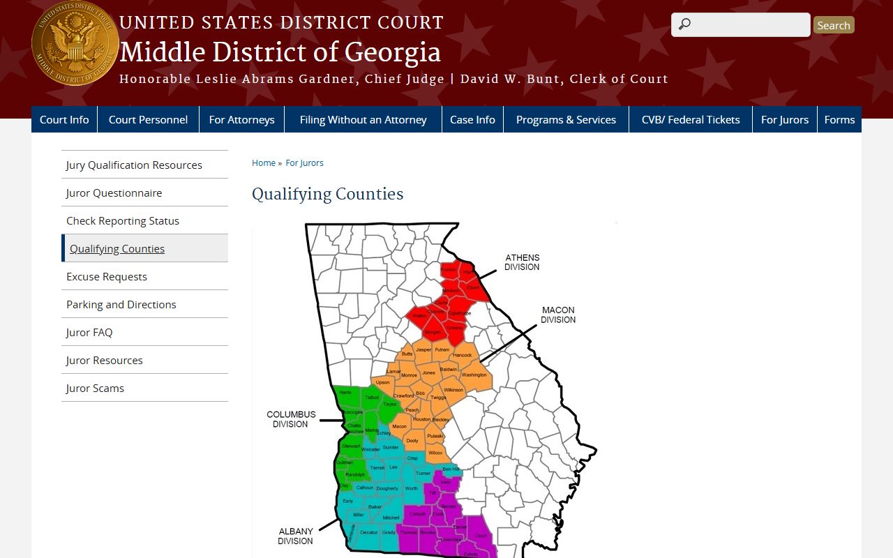 Clay County Superior Court records Middle District division boundary