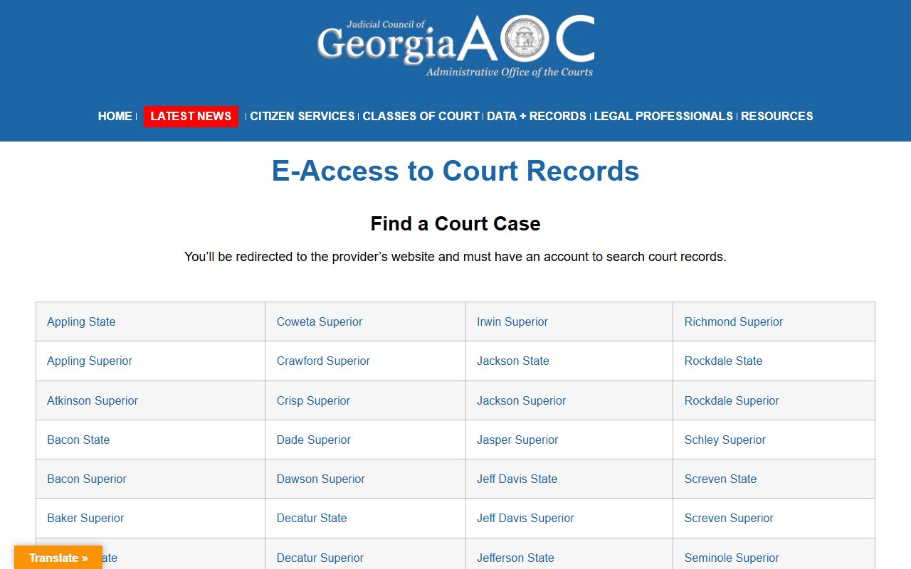 Clay County court records Georgia e-access portal
