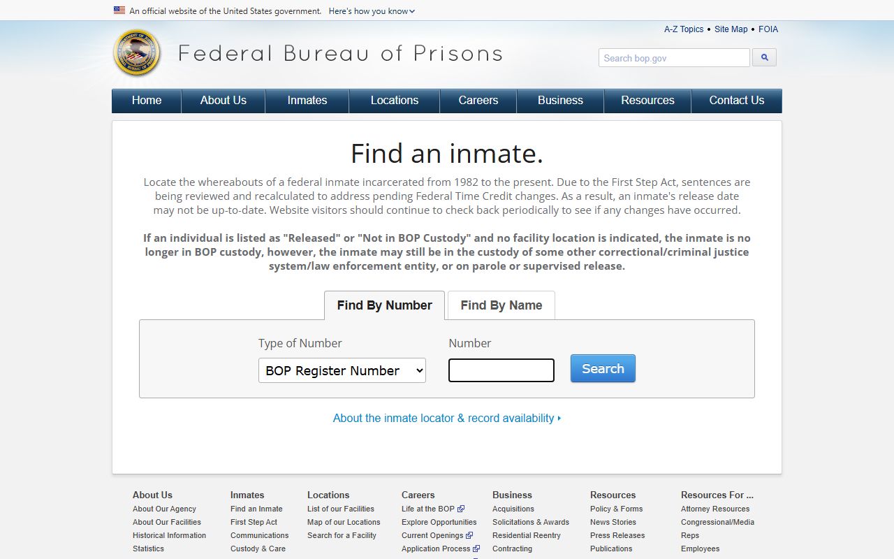Clay County inmate records Federal Bureau of Prisons locator