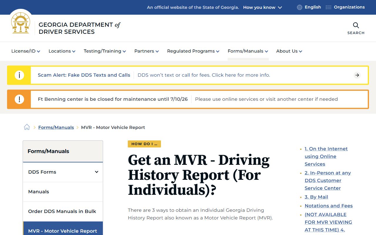 Clay County traffic court records Georgia DDS MVR page