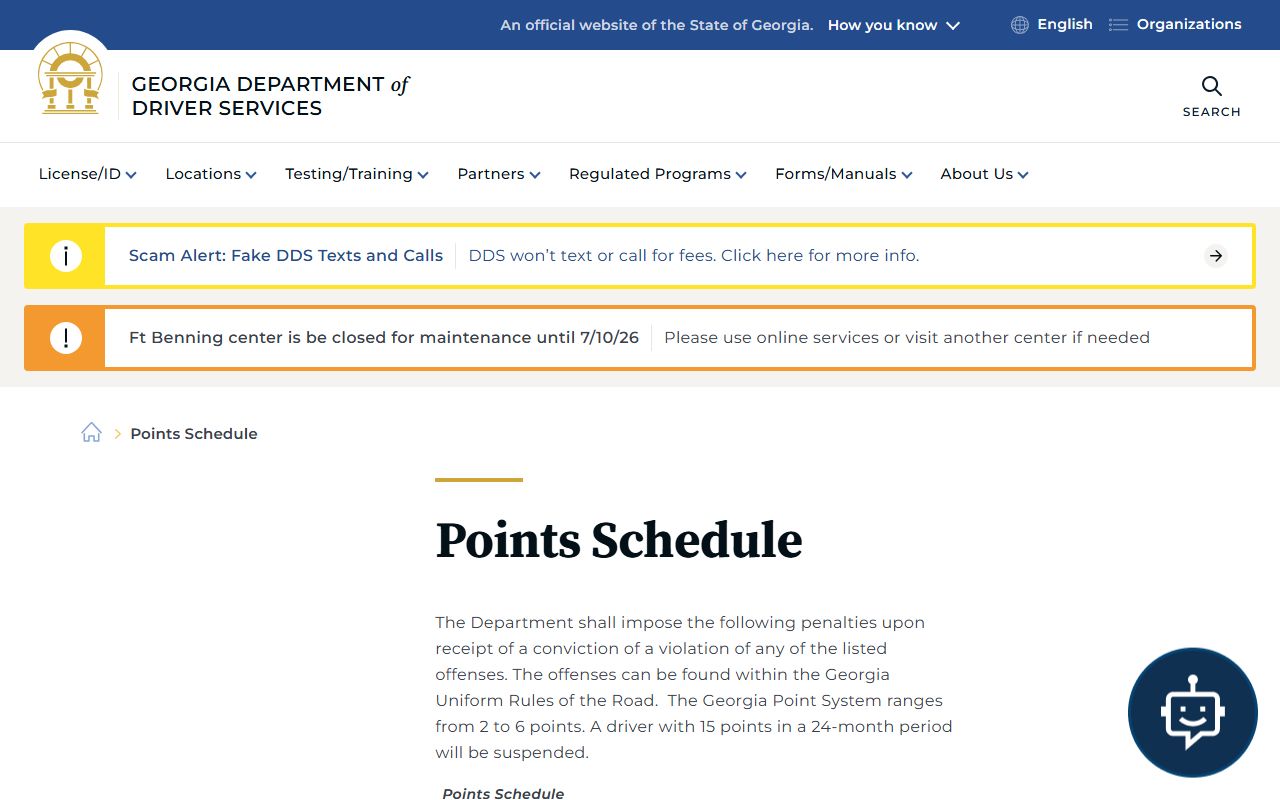 Clay County traffic court records DDS points schedule