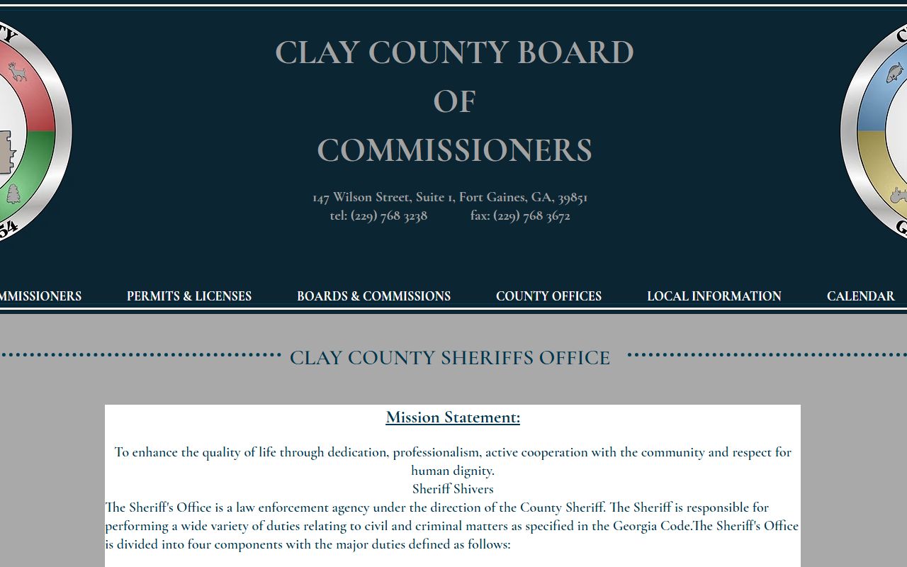 Clay County warrant records Sheriff's Office page